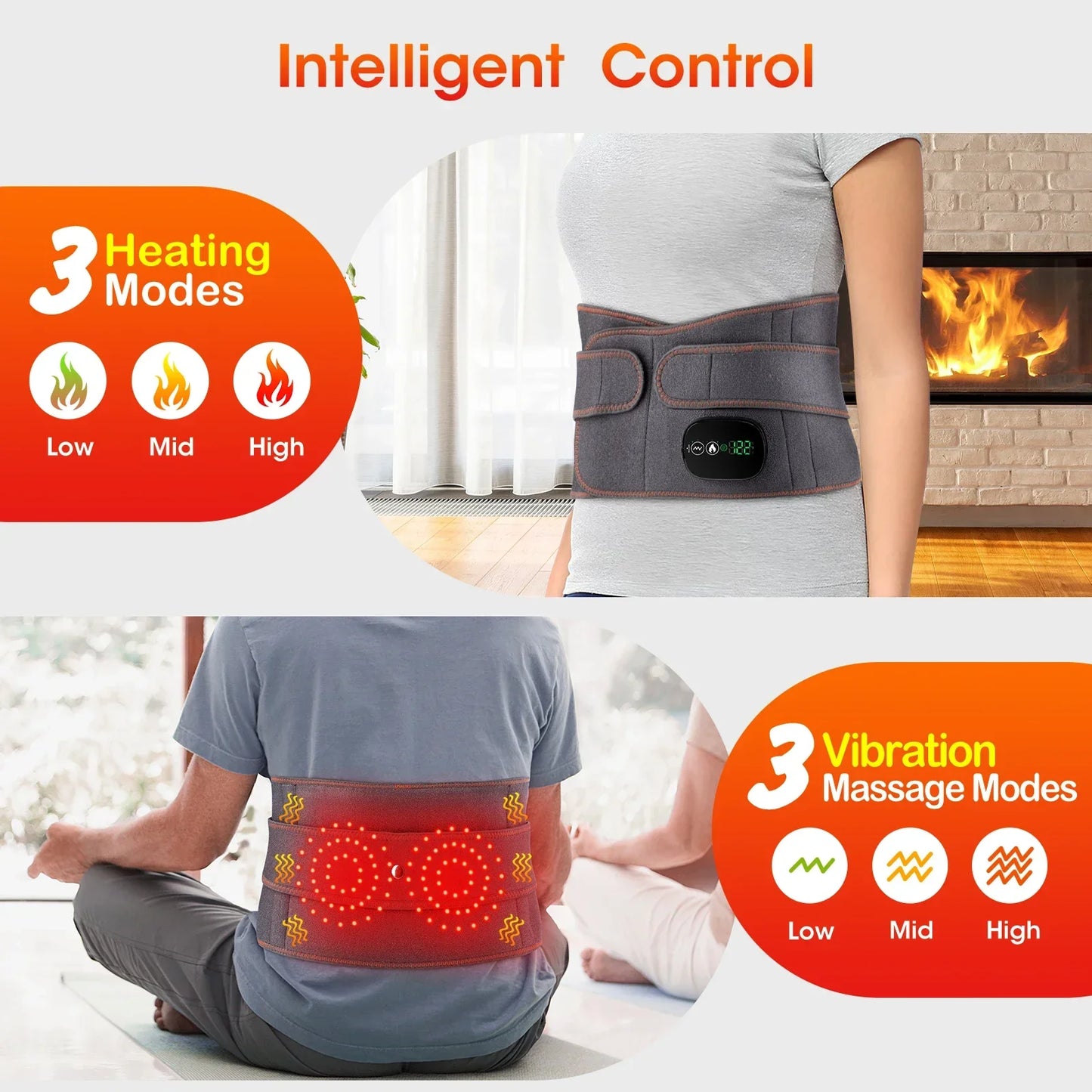 Okayso Electric Heating Belt Waist Massager Vibration Red Light Hot Compress Physiotherapy Lumbar Back Pain Relief Massage Tools