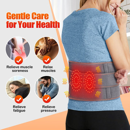 Okayso Electric Heating Belt Waist Massager Vibration Red Light Hot Compress Physiotherapy Lumbar Back Pain Relief Massage Tools