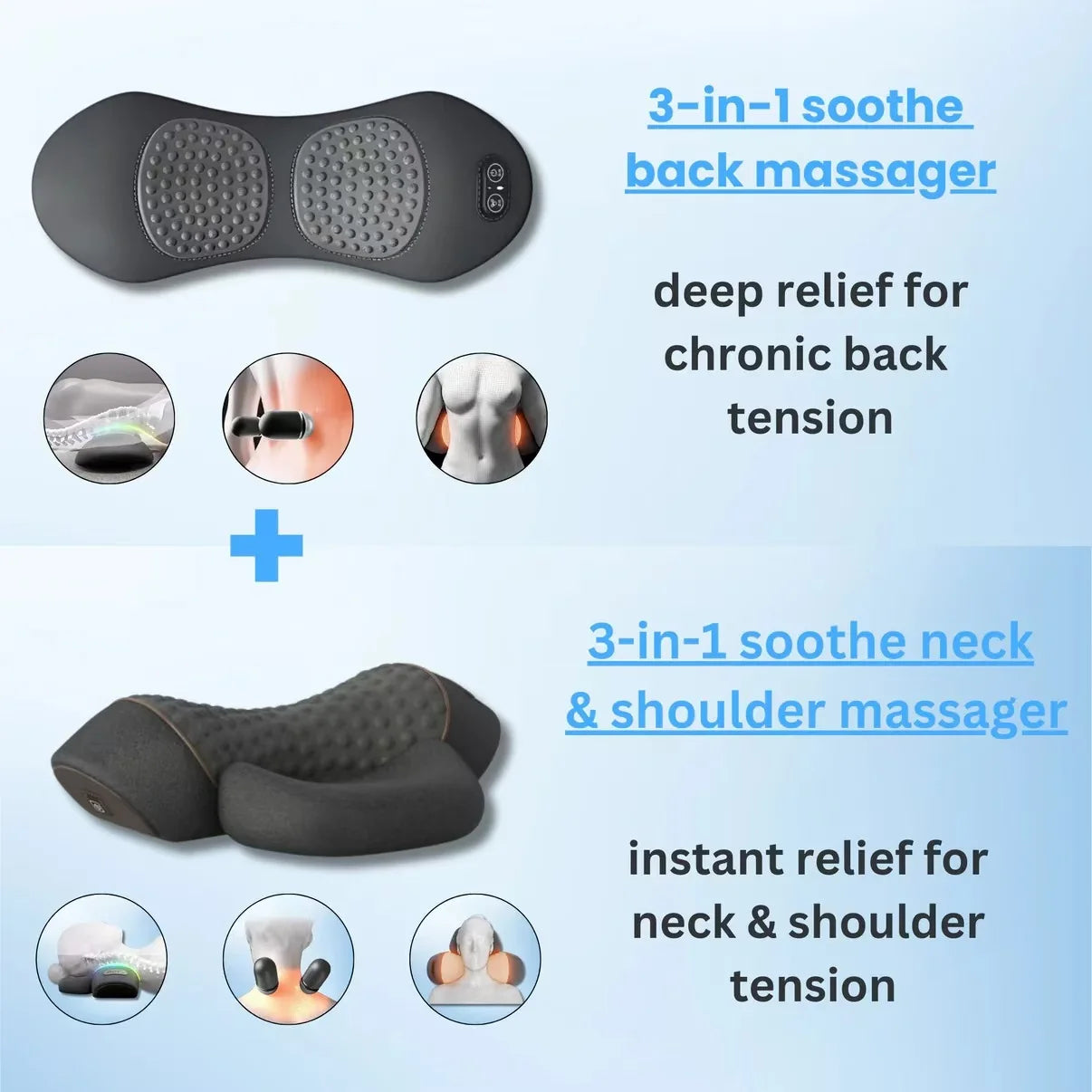 Okayso-3-in-1 Back Massager Waist Pillow Bed Sleeping Waist Protection Pad Electric Massage Lying Flat Waist Pain Waist Massager