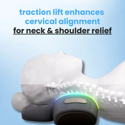 Okayso-3-in-1 Neck Massager Cervical Pillow Hot Compress Vibration Massage Neck Traction Relax Pillow Spine Support Massager